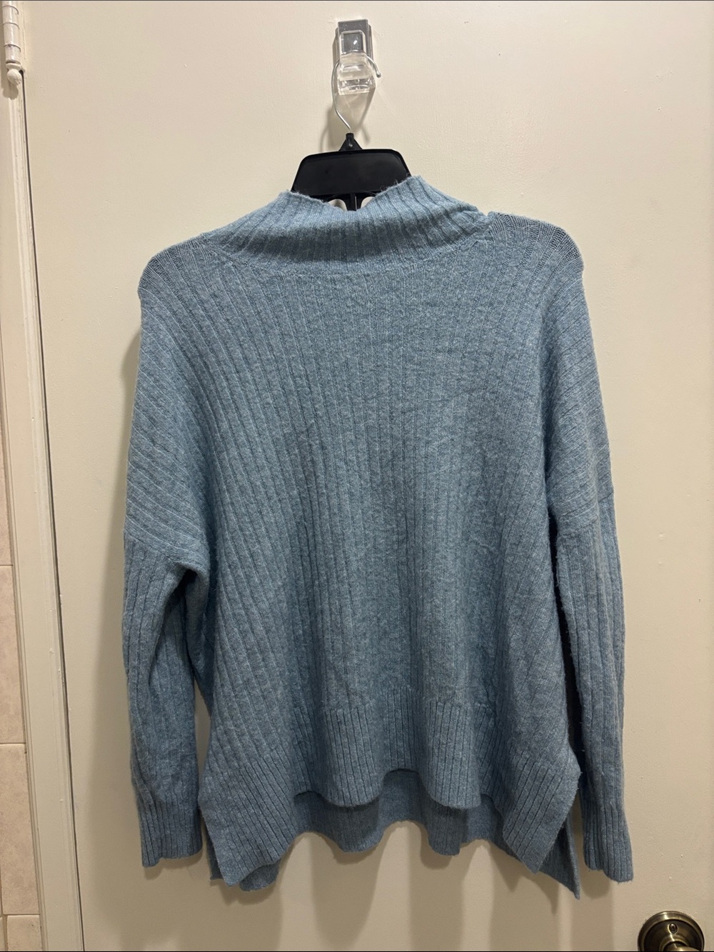 LOFT Ribbed Mock Neck Sweater - Light Blue